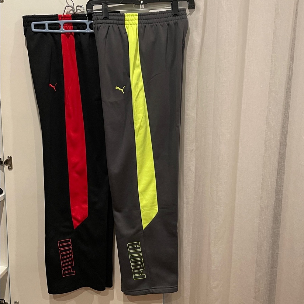 Puma Charcoal and Lime and black and red Athletic Pants